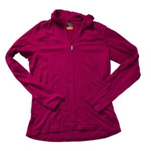 Icebreaker Bodyfit 200 Merino Wool Pink 1/4 Zip Pullover Base Layer Womens Large